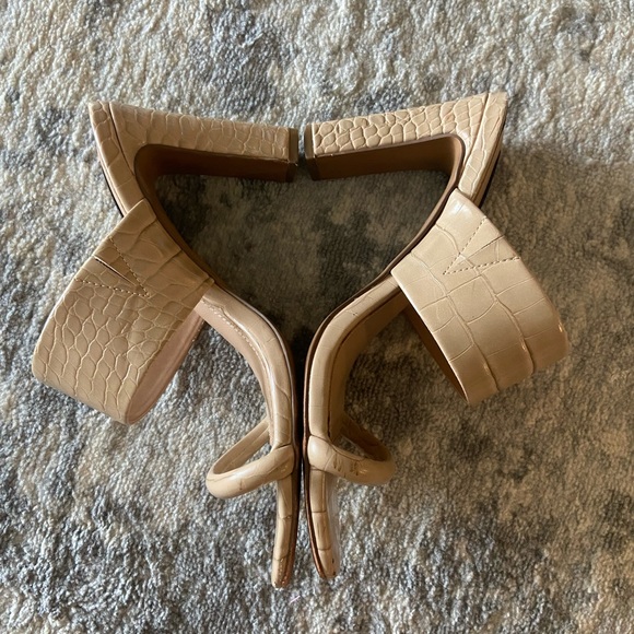 Steven New York Jive Croc Embossed Slip On Heel Sandal in Nude - Picture 4 of 9